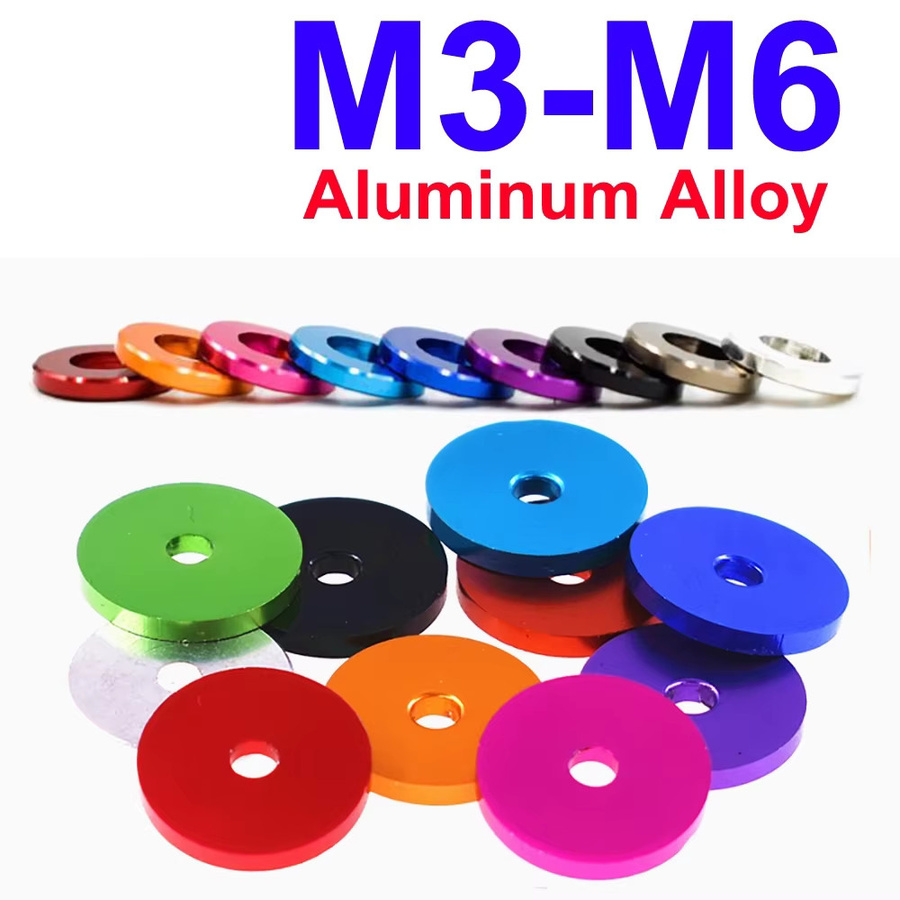 RUITAI Flache Unterlegscheiben aus Aluminiumlegierung für RC-Autoteile in Schwarz und Mehrfarbig (M3 M4 M5 M6 M8) - Bild 2