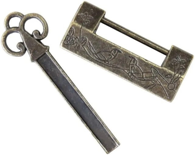 HMF Antikes Chinesisches Deko Vorhängeschloss Vogel in Gold, B/H/T: 40 x 18 x 10 mm - Bild 1