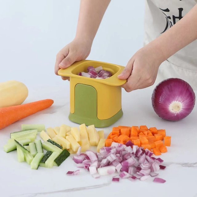 Multifunktionaler Gemüseschneider und Kartoffelhacker in Grün für Kartoffelchips und Pommes Frites - Bild 1