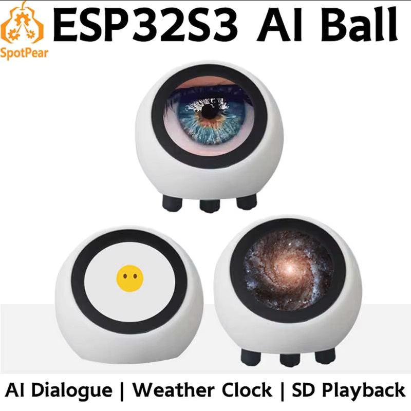 Spotpear DeepSeek KI-Sprachchat-Roboter mit 1,28-Zoll-LCD-Display ESP32-S3 N16R8 Elektronisches EYE-Display Desktop ESPHome-Assistent für XiaoZhi in Weiß - Bild 2