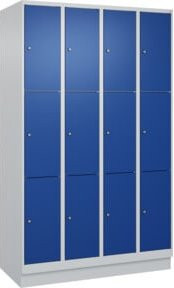 C+P Schließfachschrank Classic PLUS mit Sockel und 4 Abteilen, Farbe Grau und Enzianblau, B/T/H: 120 x 50 x 195 cm - Bild 1