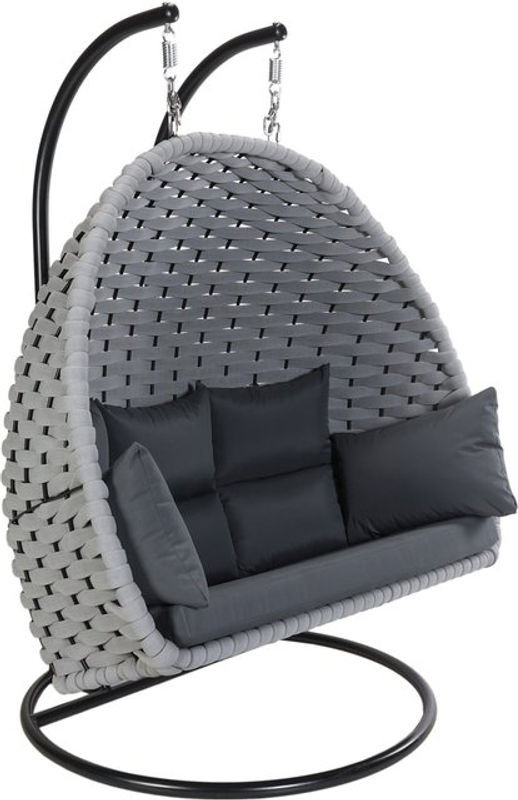HOME DELUXE Hängesessel CADEIRA 2-Sitzer aus Seilgeflecht in Hellgrau - Bild 1