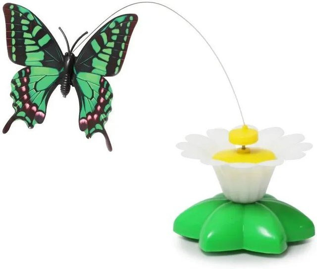 Yiran Furniture Interaktives Katzenspielzeug-Maus, USB-Aufladung, rotierender Schmetterlings-Geräuschball, springender Fisch - Bild 1
