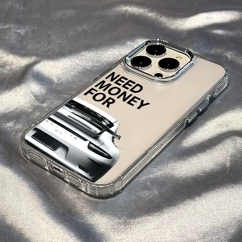 Stoßfeste iPhone Handyhülle mit Sportwagen-Druck und klarem Linsenrahmen, transparent - Bild 3