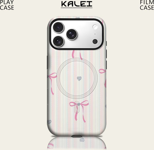 Robuste Handyhülle mit Streifen, Schleife, Diamant und Herz für Apple iPhone 17 16 15 14 13 Pro Max Plus, magnetisch, Mehrfarbig - Bild 1