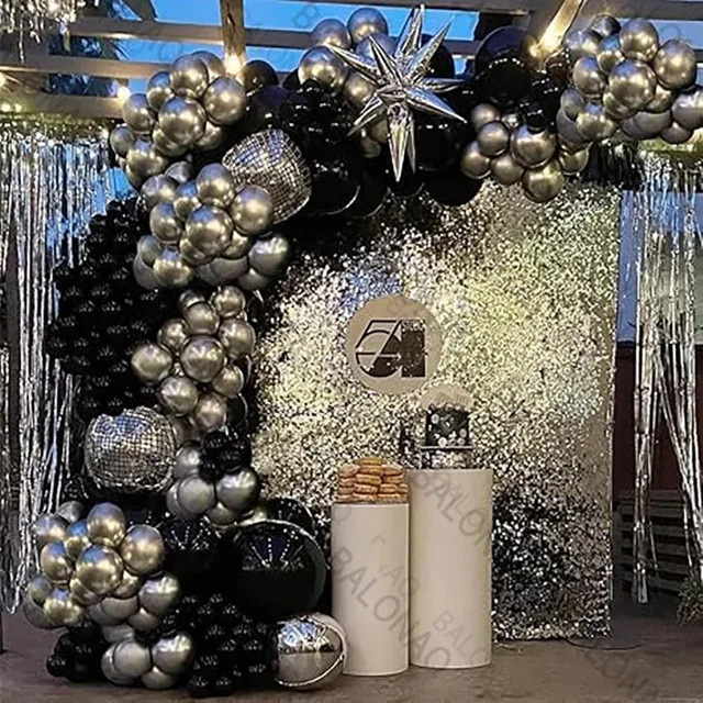 BALONAQ Disco-Ballon-Girlandenbogen-Set mit 100 Stück Latex-Luftballons in Mehrfarbig für Party, Hochzeit und Geburtstag - Bild 1