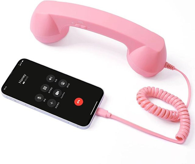 Shanghaihueikuan Retro-Telefonhörer Handheld-Empfänger mit USB-C und 3,5mm Klinke in Light Pink - Bild 1