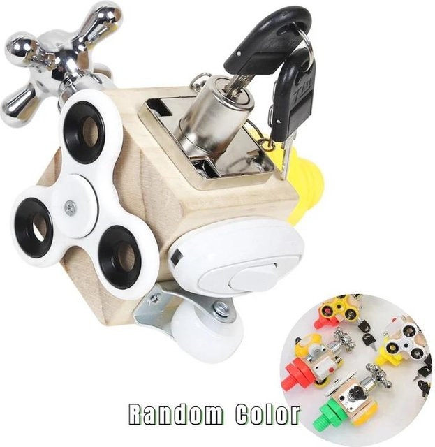 Yiran Toy Activity Cube Fidget Montessori Lernspielzeug Holz Bunt - Bild 1