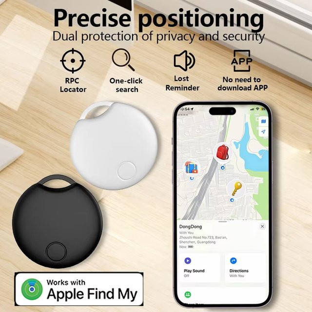 Vivilife Smart Tag Location Tracker in Schwarz für Apple Find My und iOS mit Bluetooth Sprachortung - Bild 1