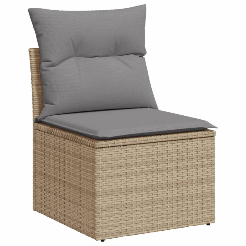 Vidaxl 7-teiliges Gartenmöbel-Set mit Kissen in Beige aus Rattan und Holz - Bild 3