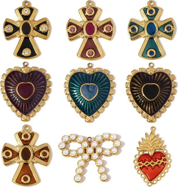 vnistar Halskette Anhänger, Ohrring Charme, Edelstahl, Gold, Damen - Bild 1