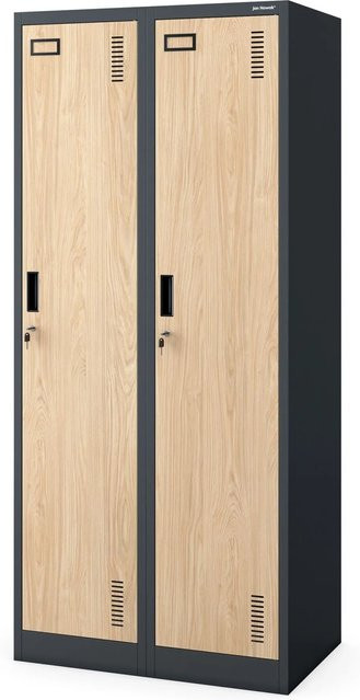 JAN NOWAK Vierfächer-Personalschrank KACPER für Umkleideräume und Büros, Anthrazit und Sonoma-Eiche, H: 180 cm, B: 80 cm, T: 50 cm - Bild 1