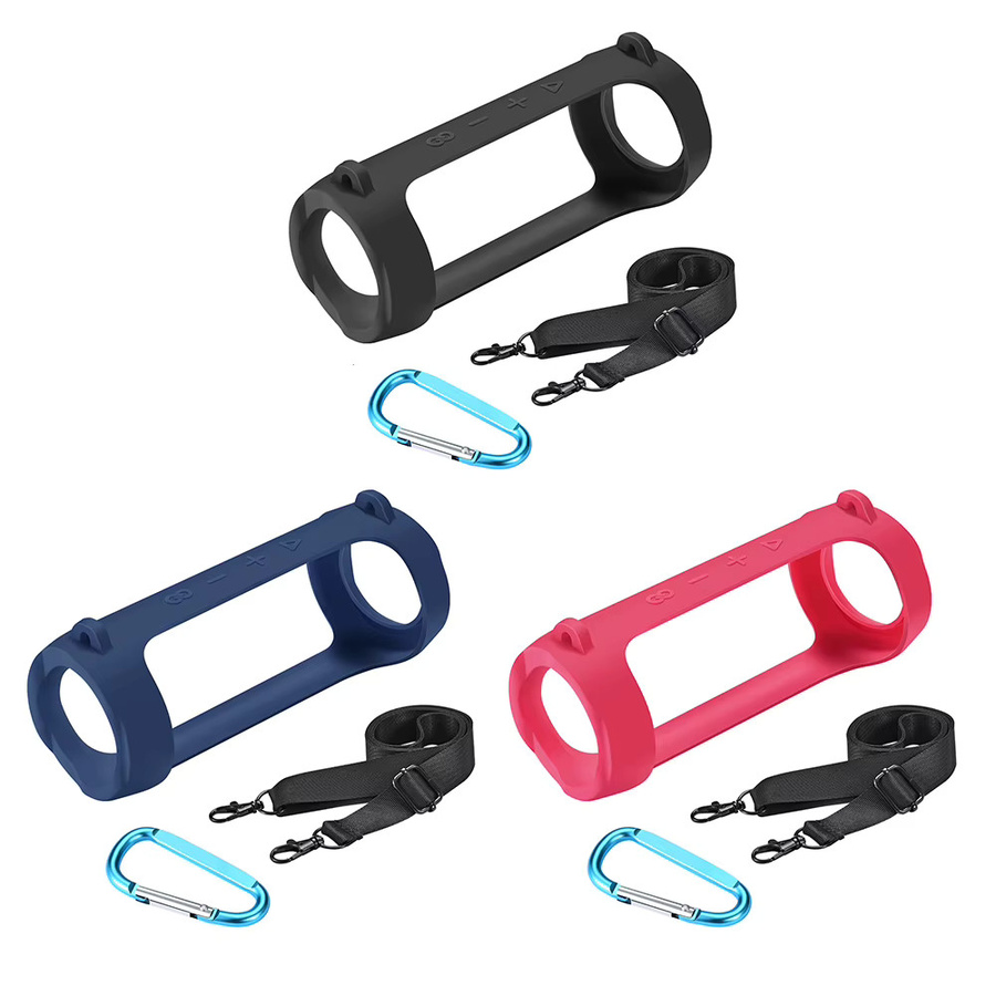 VODOOL Silikon-Lautsprecherschutzhülle mit verstellbarem Riemen, wasserdicht, für JBL Flip 6 und Flip 5, Schwarz oder Pink - Bild 2
