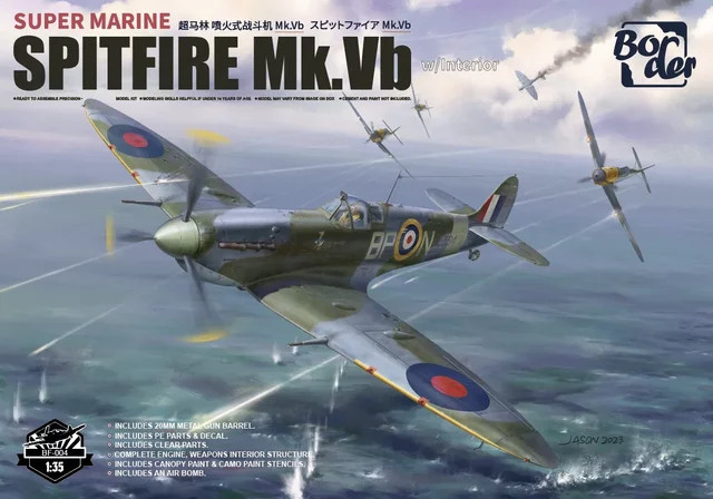Border BF-004 Spitfire MK.Vb, Kunststoffmodell, Maßstab 1:35 - Bild 1
