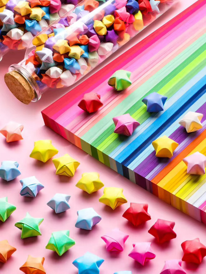 ZYF Origami Sternpapier Set mit 540 Blatt buntem Regenbogen Farbverlauf für DIY Bastelarbeiten - Bild 4