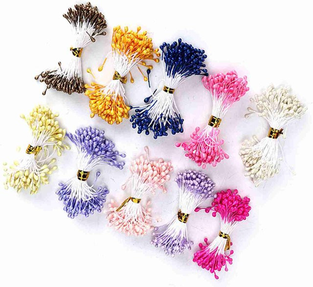 900 Stück handgefertigte künstliche Staubblätter von Shoemst als dekoratives Zubehör aus getrockneten Blumen in Multicolour, 3 mm - Bild 1