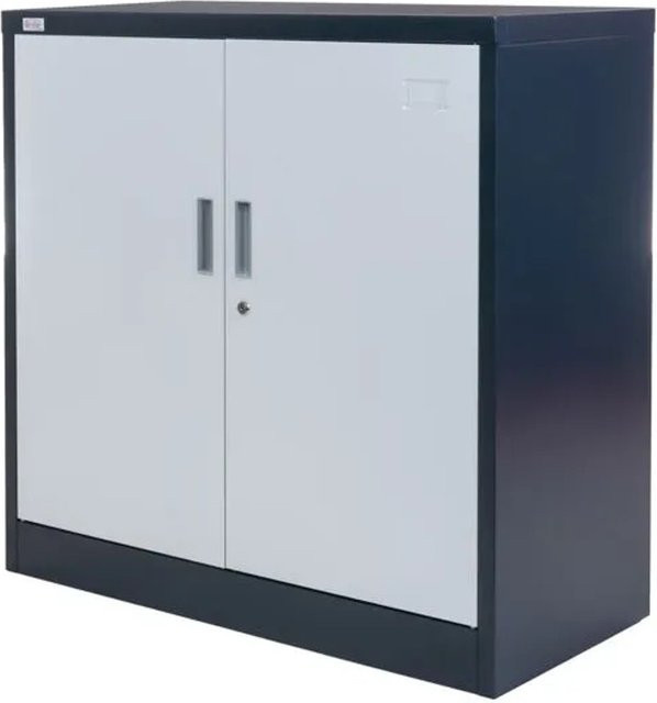 Jet-Line Stahlschrank Kiew in Dunkelgrau und Weiß mit abschließbaren Türen und verstellbaren Regalböden, B/T/H: 90 x 40 x 90 cm - Bild 1