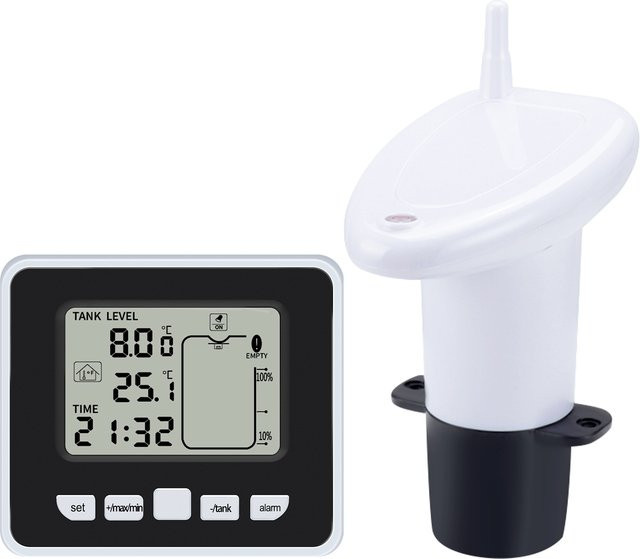 Urageuxy Kabelloser Wassertank-Niveaumonitor mit LCD-Display und 100 m Reichweite inklusive Temperaturalarm für Wassertürme - Bild 1