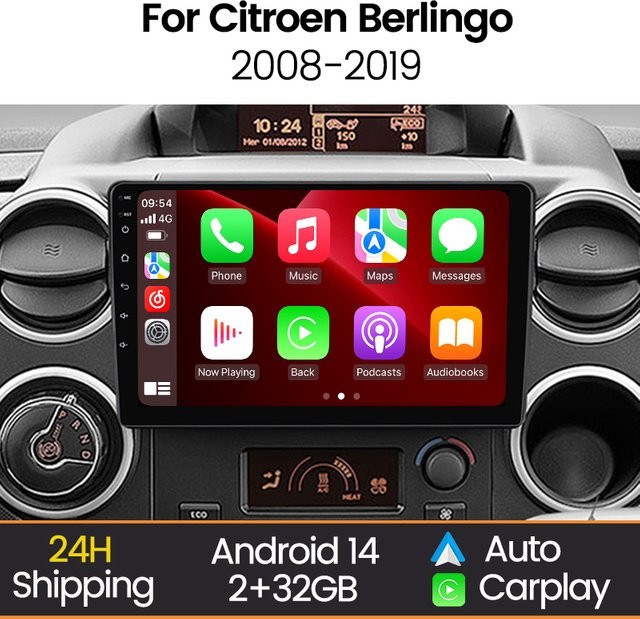 MEKEDE Wireless CarPlay Android Auto Autoradio Stereo mit Bluetooth in Schwarz für Citroen Berlingo B9 und Peugeot Partner 2008 - 2019 - Bild 1