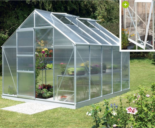 Vitavia Gewächshaus Meridian 1 8300 aus Aluminium in Silber mit 8,3 m² Fläche und 4 mm Polycarbonat-Platten - Bild 1