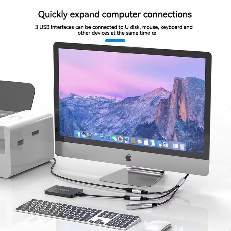 Mrgabwte USB Typ C Hub mit 3 Ports, OTG High Speed Transfer Adapter in Silber für Computer und Laptops - Bild 5