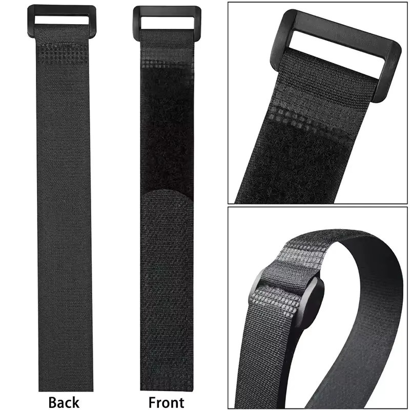 Wiederverwendbare selbstklebende Nylon-Kabelbinder mit Klettverschluss in Schwarz für Yoga-Matten und Fracht - Bild 2