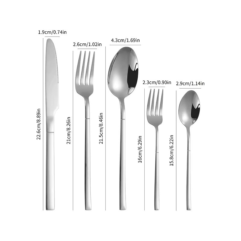 24-teiliges Edelstahl-Besteckset Knight in Silber, hochglanzpoliertes Küchenbesteck-Set - Bild 5
