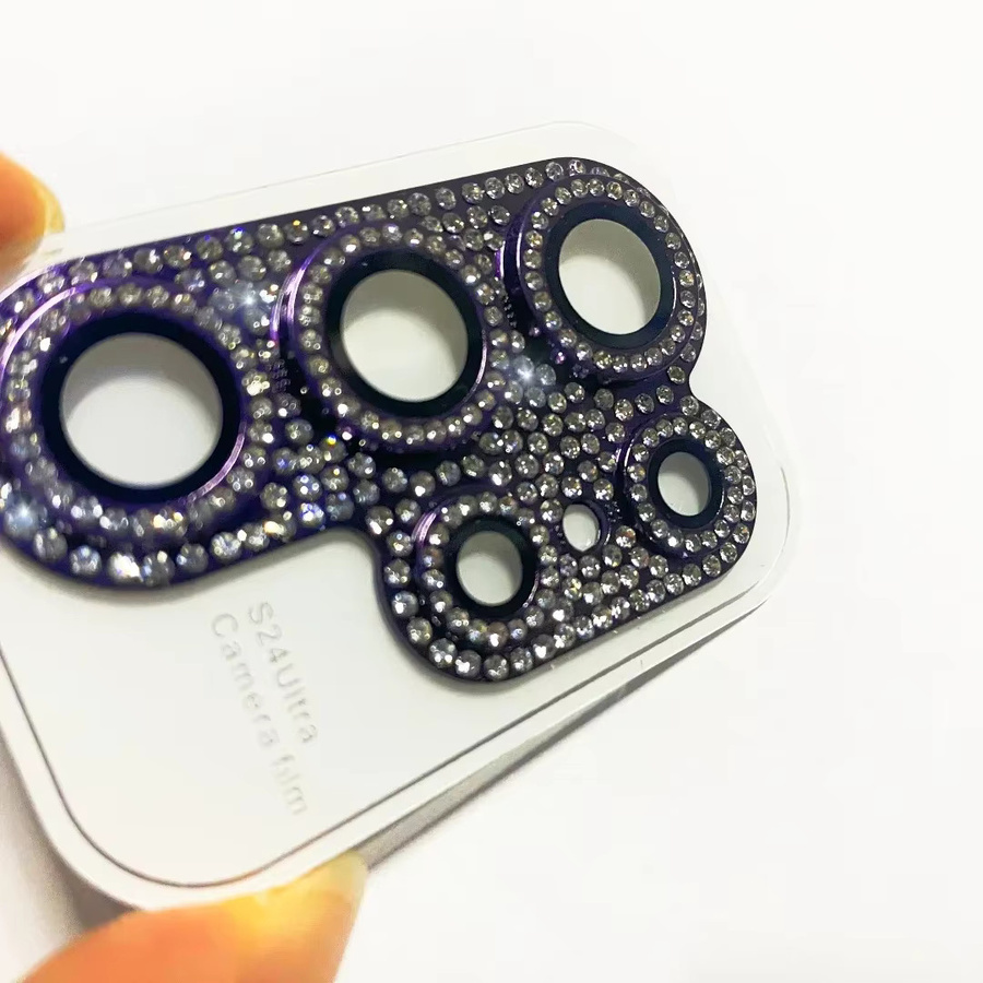 Shiny Bling Diamant Kamera Objektiv Schutz und Metall Bildschirm Schutzfolie für Samsung Galaxy S24 Ultra in Schwarz - Bild 3