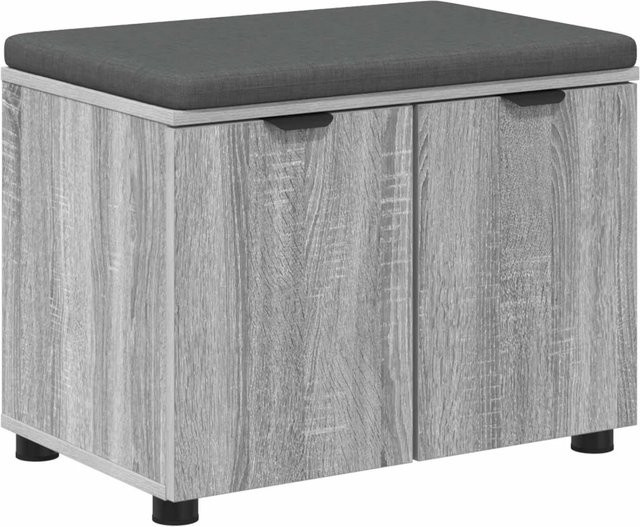 vidaXL Flurbank mit Kissen und Schuhregal in Grau Sonoma, B/T/H: 60 x 38 x 46 cm - Bild 1
