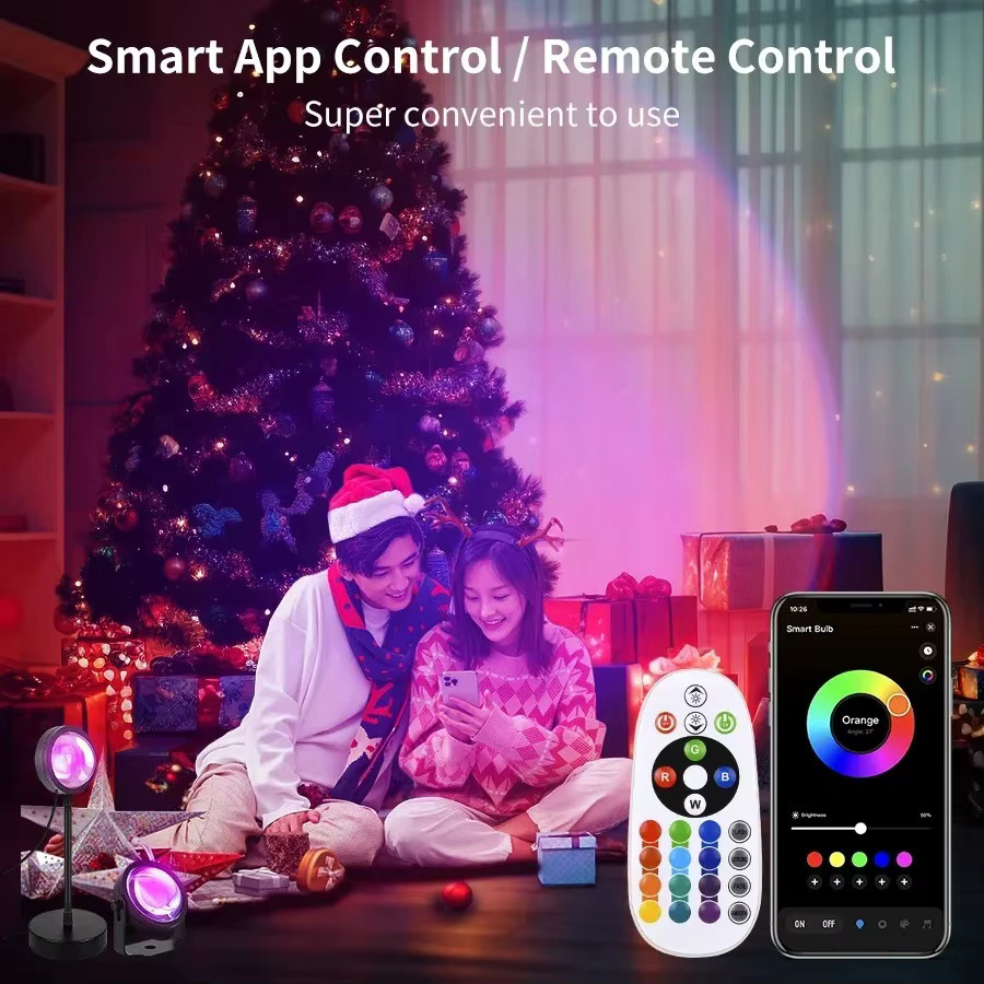 Tuya Smart LED Sunset Projektor Lampe mit RGB Atmosphäre, App-Steuerung und IR Fernbedienung für Party und Fotografie - Bild 3