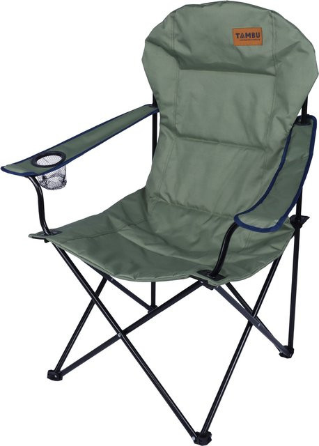 TAMBU Campingstuhl BENGALA Faltstuhl in Grün mit Getränkehalter und Armlehnen, belastbar bis 120 kg - Bild 1