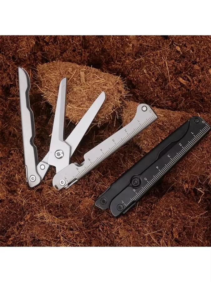 Multifunktionale Mini-Edelstahlschere faltbar und tragbar in Silber für Outdoor und Camping - Bild 4