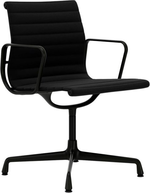 Vitra Aluminium Chair EA 104 mit Armlehnen in Schwarz und Hopsak Stoffbezug - Bild 1