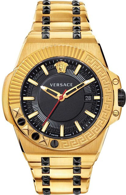 Versace Herrenuhr, Quarz, Edelstahl, Schwarz, 46 mm, 5 ATM - Bild 1