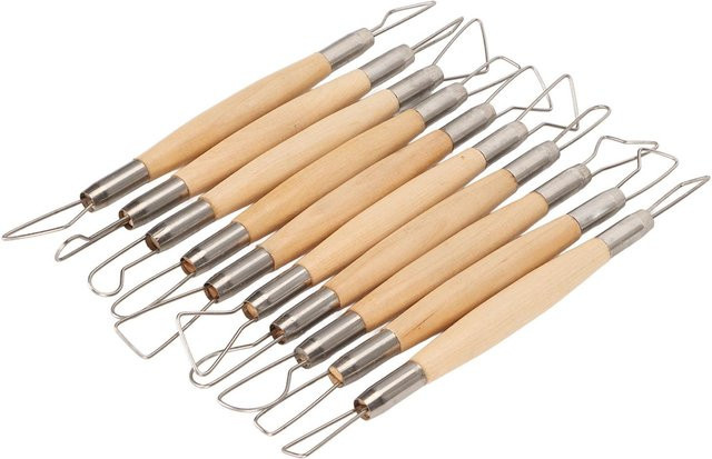 GoolRC 10 Stück Doppelseitige Keramik-Schnitzwerkzeuge mit Holzgriff in Multicolour zum Modellieren von Ton - Bild 1