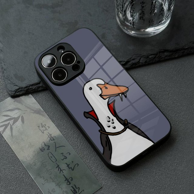 Lustige Ente Handyhülle aus Luxus Glas für Apple iPhone in Schwarz - Bild 1