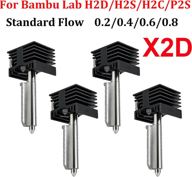 Sirol X2D Hotend für Bambu Lab P2S mit integrierten Düsen in 0,2 mm, 0,4 mm, 0,6 mm und 0,8 mm für Bambulab H2D H2C H2S - Bild 1