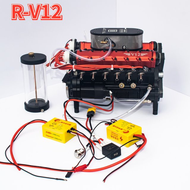 Goni V12 Micro Motor Modell Viertaktmotor, Metall, Spielzeug - Bild 1