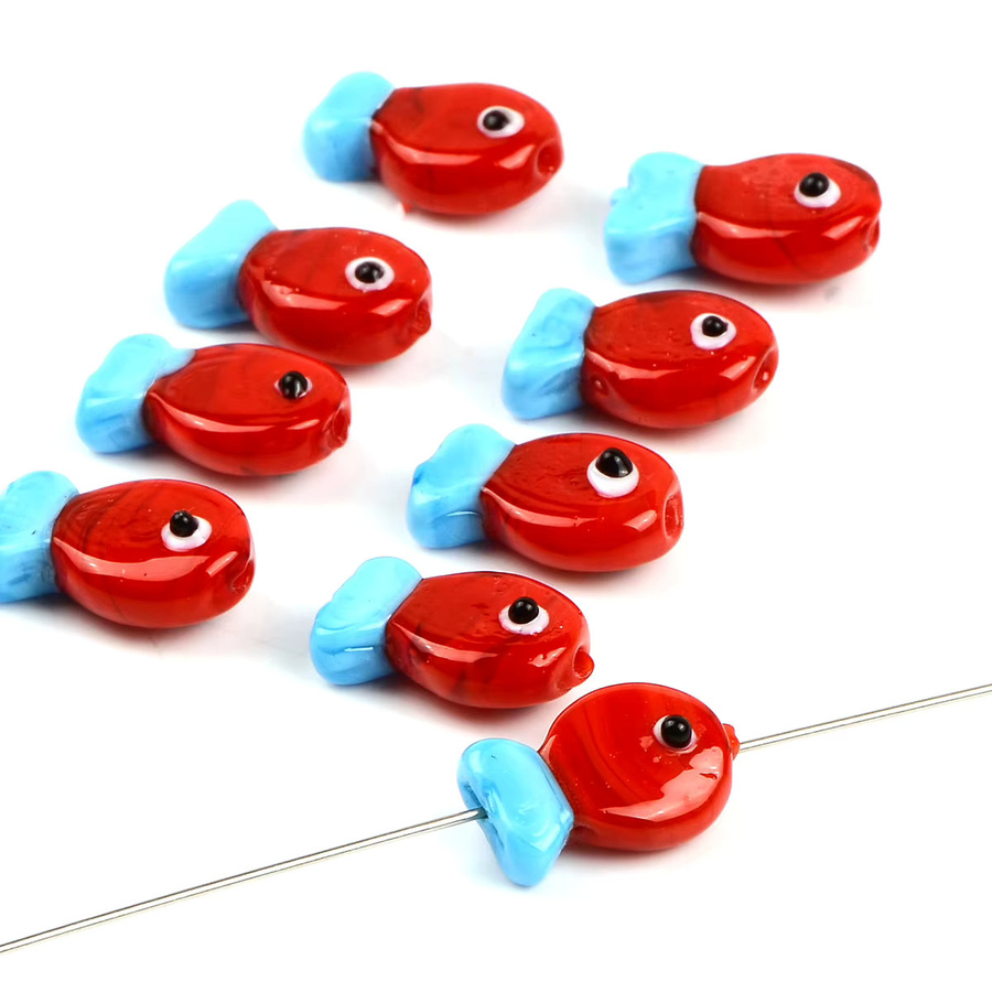 NASSBORO Glasperlen, rote Fischglasur, DIY Distanzperlen - Bild 2