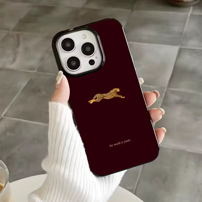 Handyhülle mit Leopardenmuster in Burgund für Apple iPhone Modelle - Bild 5