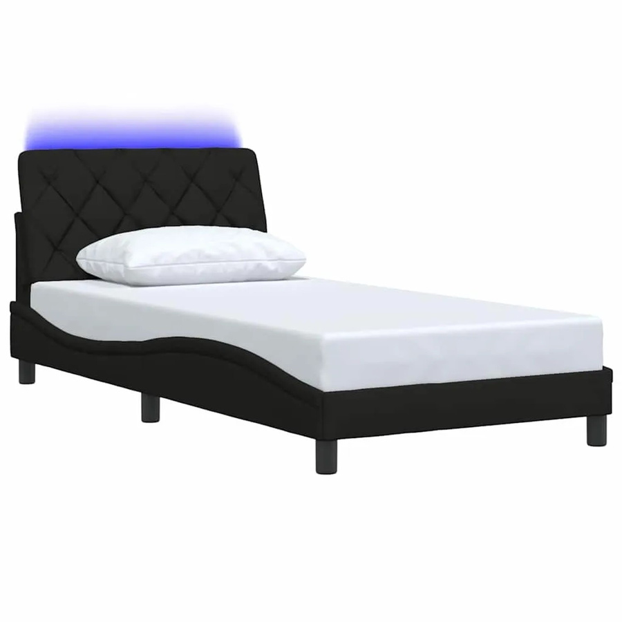 vidaXL Bettgestell mit LED-Beleuchtung und USB-Ladeport in Schwarz, B/T/H: 100 x 200 x 105 cm - Bild 2