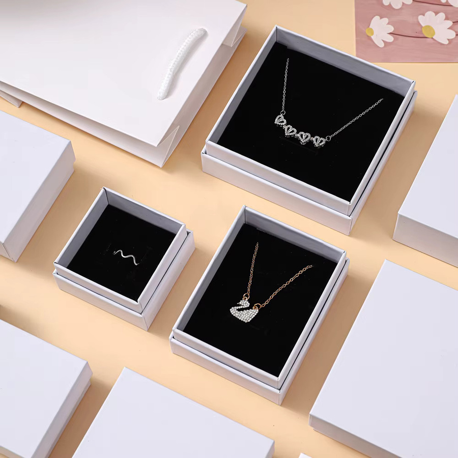 10 Stück elegante Schmuck-Papierboxen aus Kraftpapier für Ringe, Ohrringe und Halsketten in Braun, Schwarz oder Weiß - Bild 4