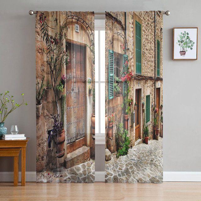 Transparente Tüll Vorhänge aus Organza für Wohnzimmer und Küche, Farbe Schwarz, B: 135 cm, H: 115 cm - Bild 1