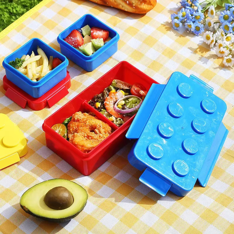 VIE LENTE Modulare Bento Box aus Kunststoff mit Snap-Lid für Kinder und Studenten, Mehrfarbig - Bild 2