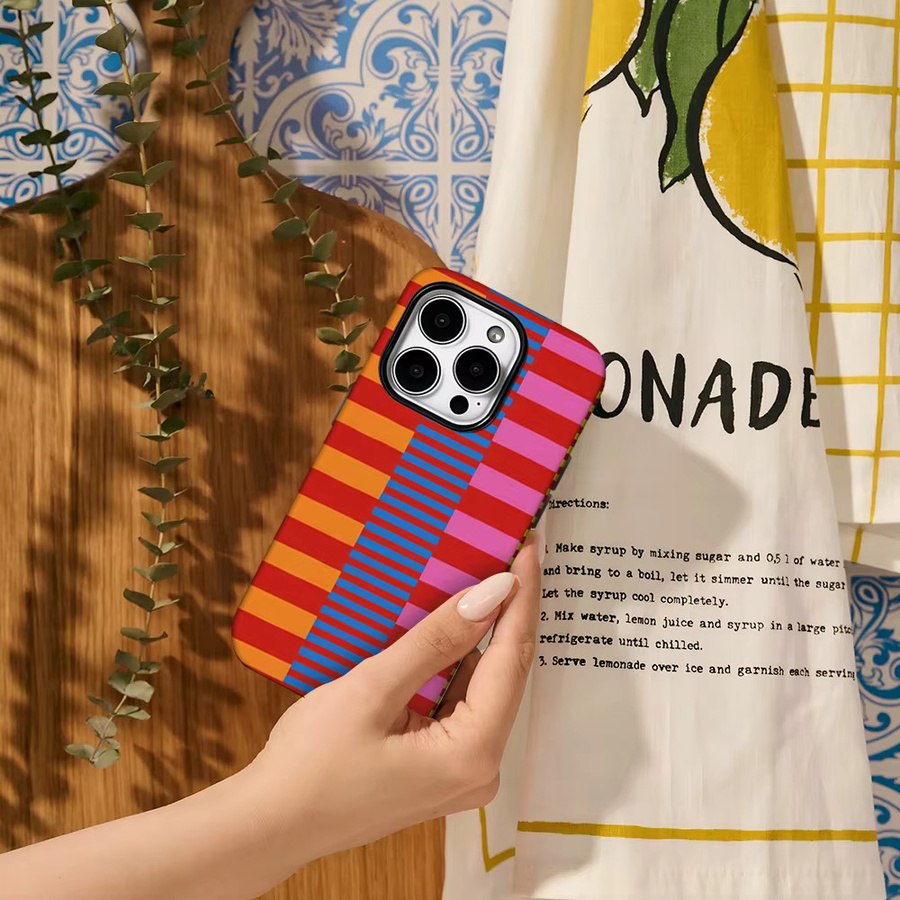 Bunte Streifen Kunst Handyhülle von Potdemiel für iPhone Modelle mit doppelschichtiger Rückseite in Multicolour - Bild 5
