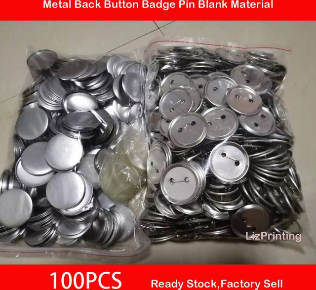 100 Sets glänzende Metall-Button-Anstecker aus Weißblech mit silberner Rückseite, Durchmesser: 32 mm, Zubehör für Pin-Buttons - Bild 1