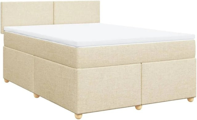 vidaXL Boxspringbett mit Matratze Hybrid-Design in Creme, B/T: 160 x 200 cm - Bild 1