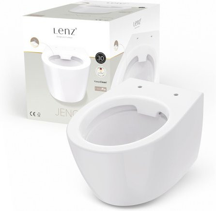 LENZ Wand-WC JENO aus Keramik in Weiß mit Rimless-Spülsystem und Washdown-Funktion, B/H/T: 35,0 x 36,8 x 52,0 cm - Bild 1
