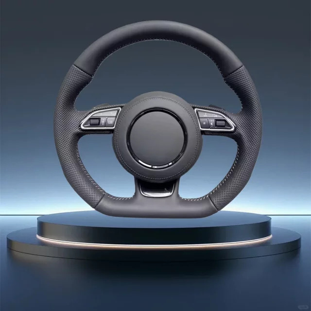 Lenkrad Abdeckung aus Mikrofaser und Leder für Audi S1 8X S3 8V Sportback S4 B8 Avant S6 C7 S5 8T S7 G8 RS Q3 8U SQ5 8R in Schwarz - Bild 1