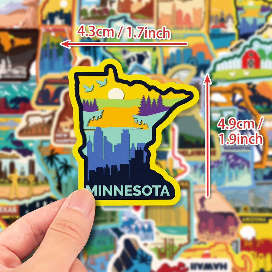 50 Neue Bundesstaaten-Sticker Karte der Bundesstaaten der Vereinigten Staaten Graffiti-Sticker - Bild 4